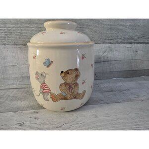 Mikasa Teddy Ceramic Cookie Jar With Lid Bear & Mouse Design 7" Tall